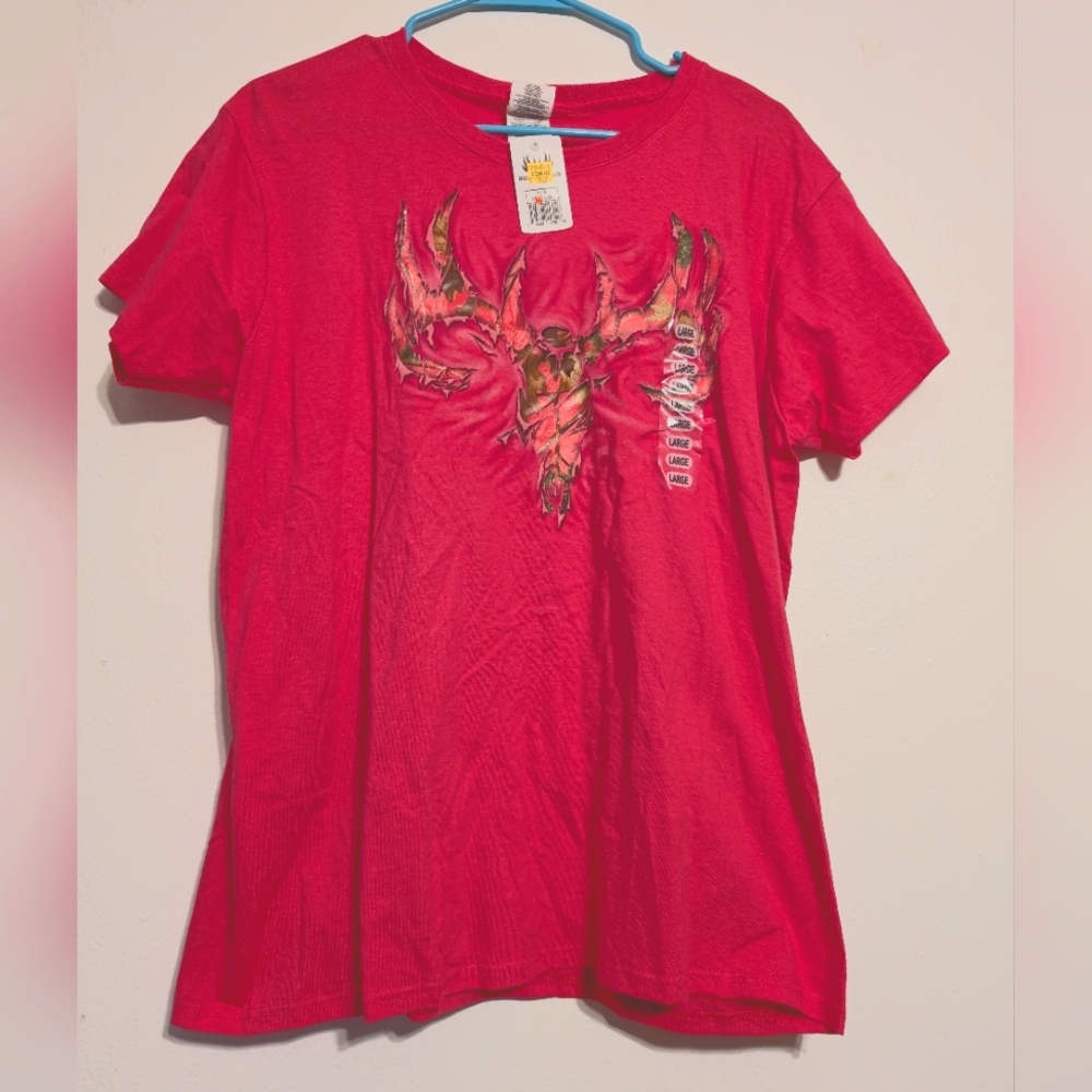 Pink large buck wear top. New with tags